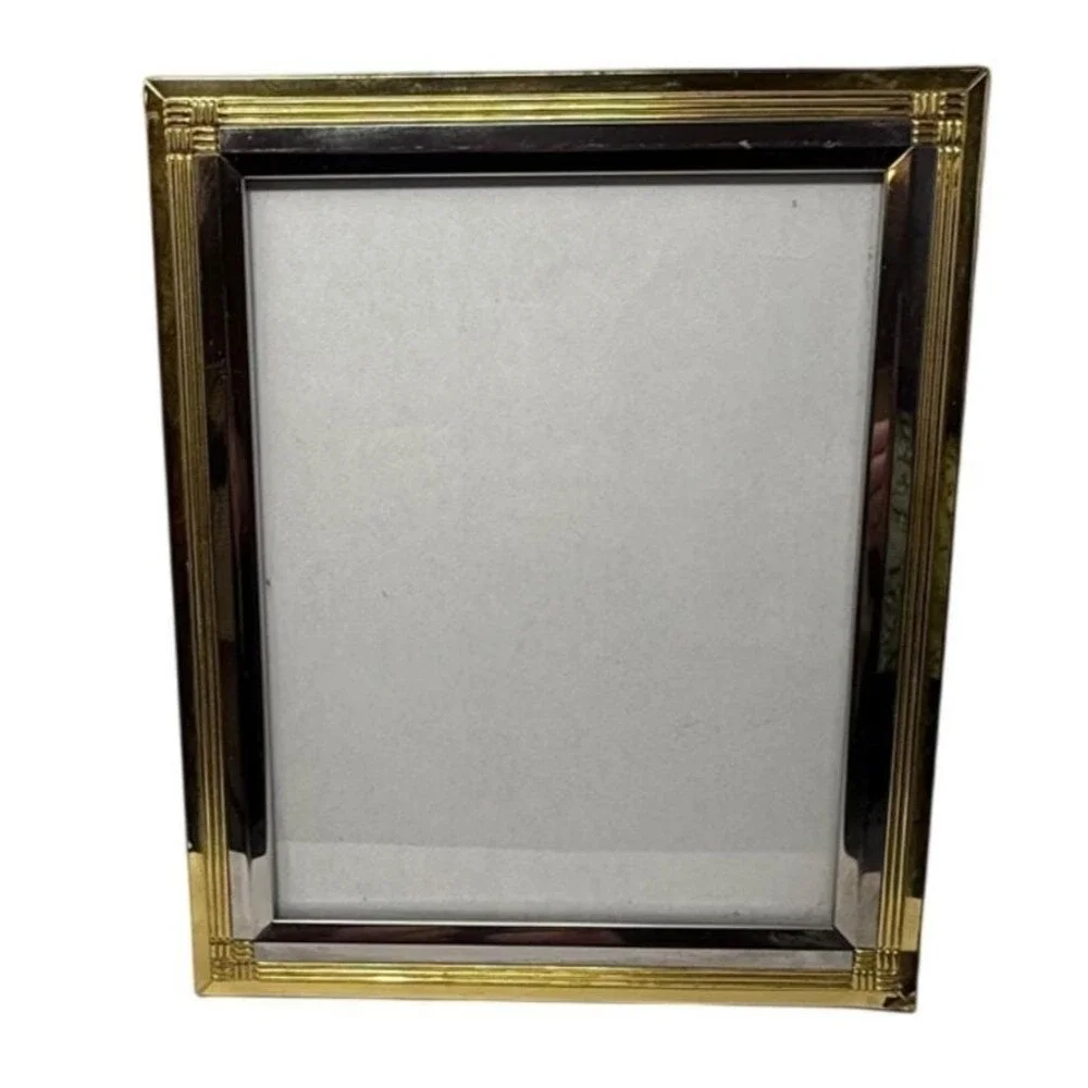Set 3 Vintage MCM Silver & Brass Gold Photo Picture Frames 80s 90s 4x6 5x7 8x10